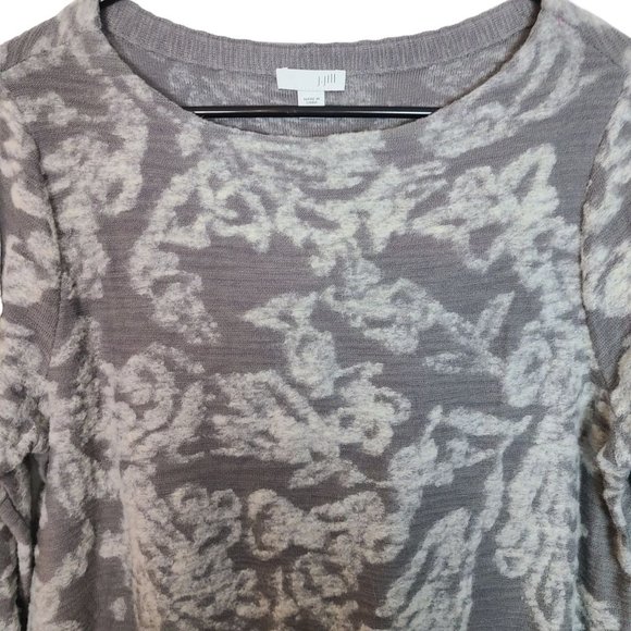 J. Jill Womens MP Gray Floral Long Sleeves Wool Blend Pullover Sweater NWT - Picture 2 of 9
